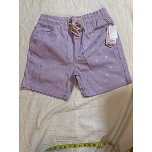 DRILL Shorts Lavender Gold Bear Print Elastic Waist Drawstring Medium NEW